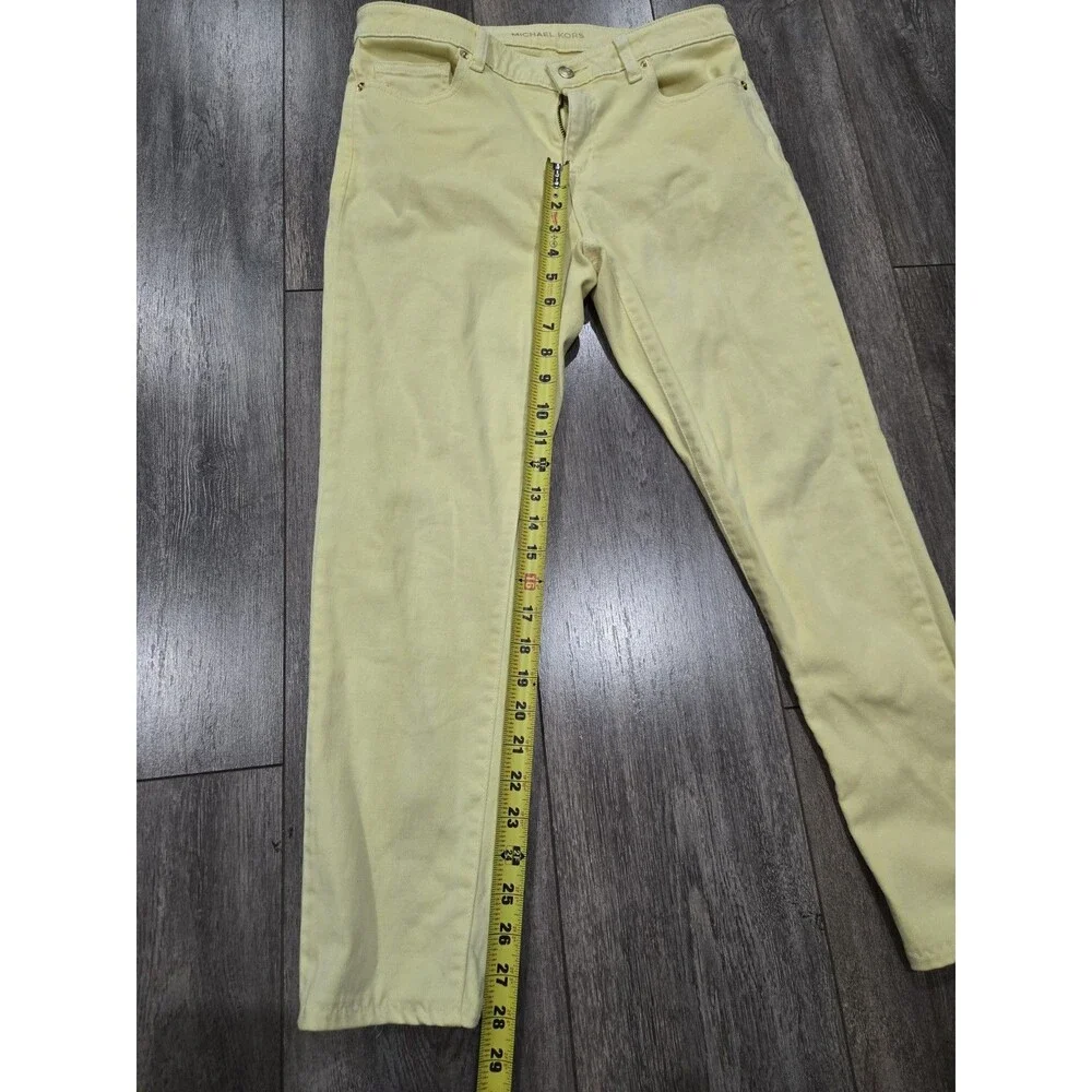 Michael Kors Izzy Womens Size 8 Yellow Skinny Jeans Stretch Denim Mid Rise